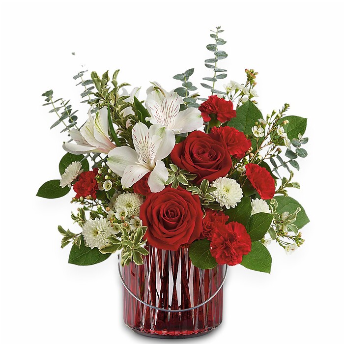 Crimson Crush in Red Lantern Vase * Local Only